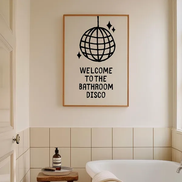 Bathroom Disco Retro Aesthetic Wall Art Print