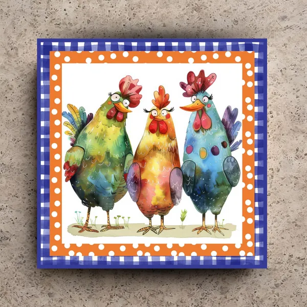 Funky Chicken Christmas Kitchen Decor Art Print