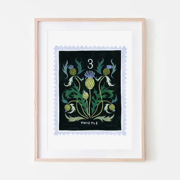 Thistle Botanical Vintage Floral Art Print