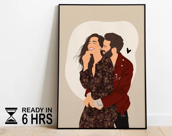 Faceless Portrait Custom Illustration, Boyfriend Gift