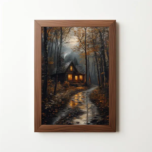 Autumn Countryside Vintage Fall Art Print, Farmhouse Decor