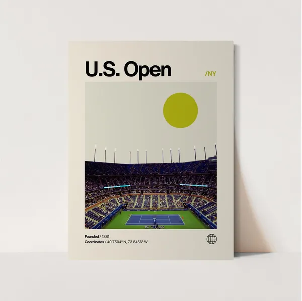 US Open Minimalist Helvetica Travel Poster, Queens NY