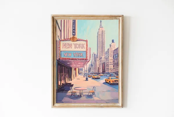 Retro New York Vintage Travel Poster, Cityscape Art Print