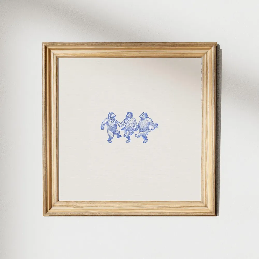 Dancing Bears Vintage Square Art Print - Image 2