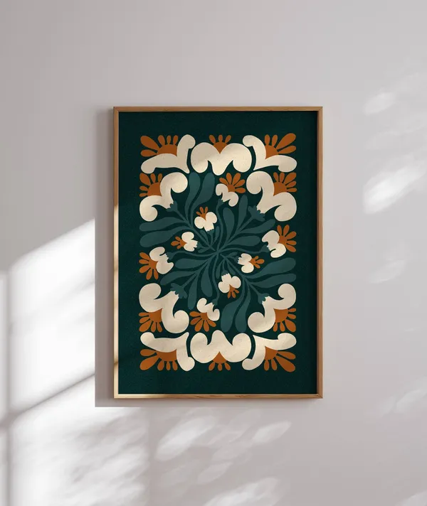 Groovy 70s Flower Poster, Retro Matisse Decor