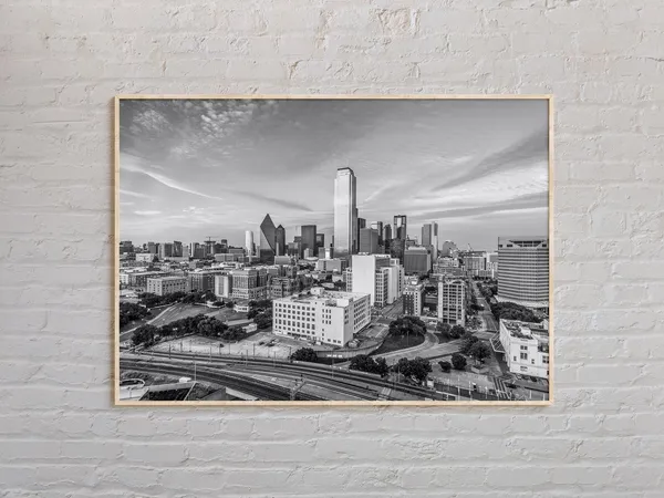 Dallas Black And White Wall Art Print