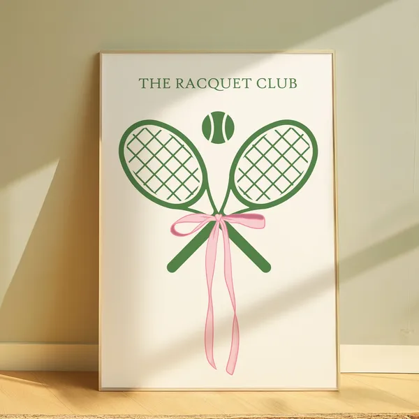 The Racquet Club Tennis Poster, Sporty Wall Art