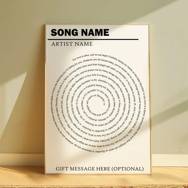 Custom Lyrics Print, Retro Music Wall Art