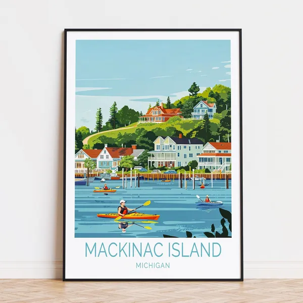 Mackinac Island Vintage Travel Poster, Michigan