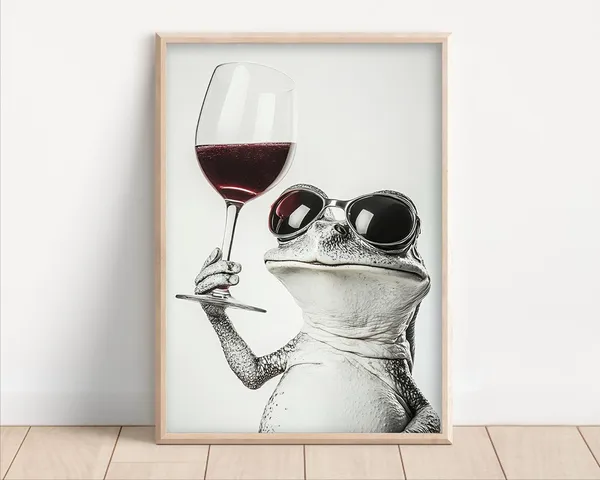 Frog Drinking Red Wine Funny Kitchen Art Print