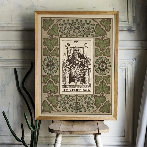 The Emperor Card, Floral Nouveau Tarot Art Print