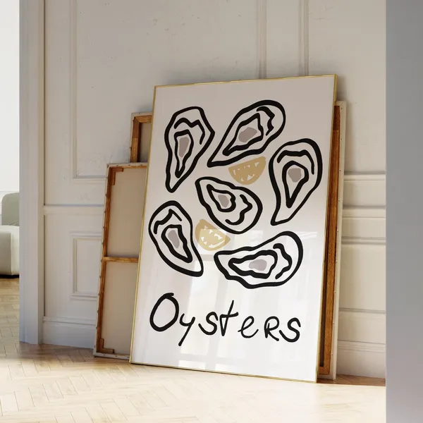Abstract Oyster Print, Seafood Kitchen Poster