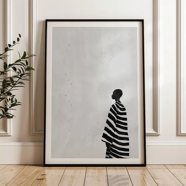 Minimalist Black and White Black Woman Art Print