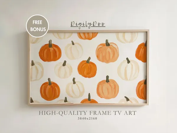 Fall Pumpkin Pattern Watercolour Painting Art Print