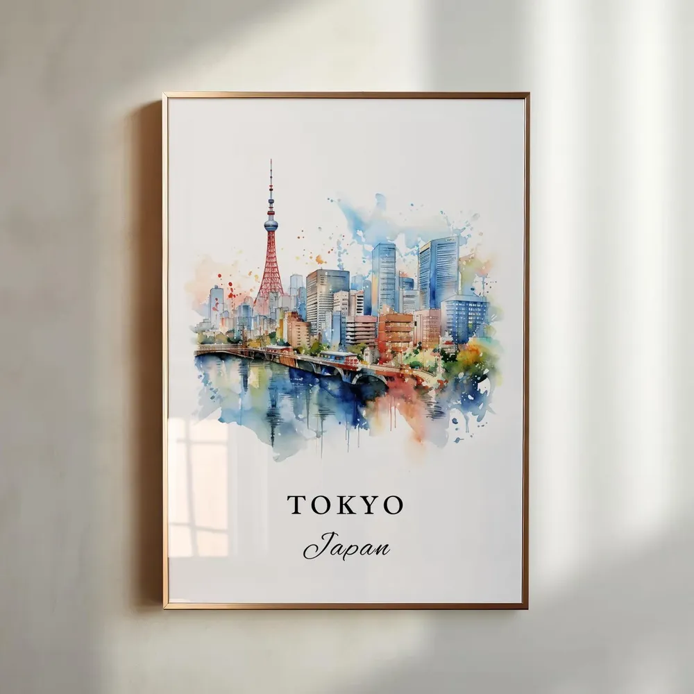 Tokyo Japan Travel Poster, Personalized Wall Art