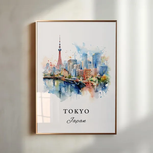 Tokyo Japan Travel Poster, Personalized Wall Art
