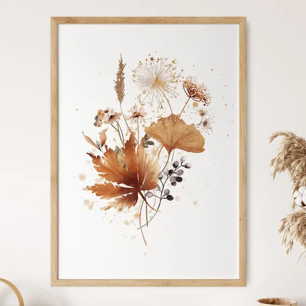 Watercolor Fall Flower Boho Botanical Art Print