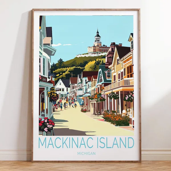 Mackinac Island Michigan Travel Poster, Wedding Present