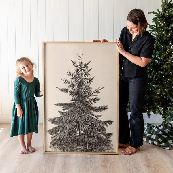 Christmas Tree Vintage Art Print, Holiday Decor