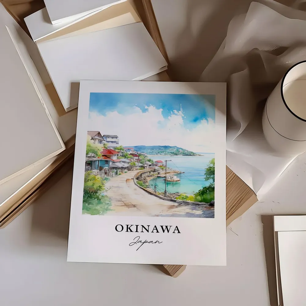 Okinawa Japan Travel Poster, Personalized Text - Image 6