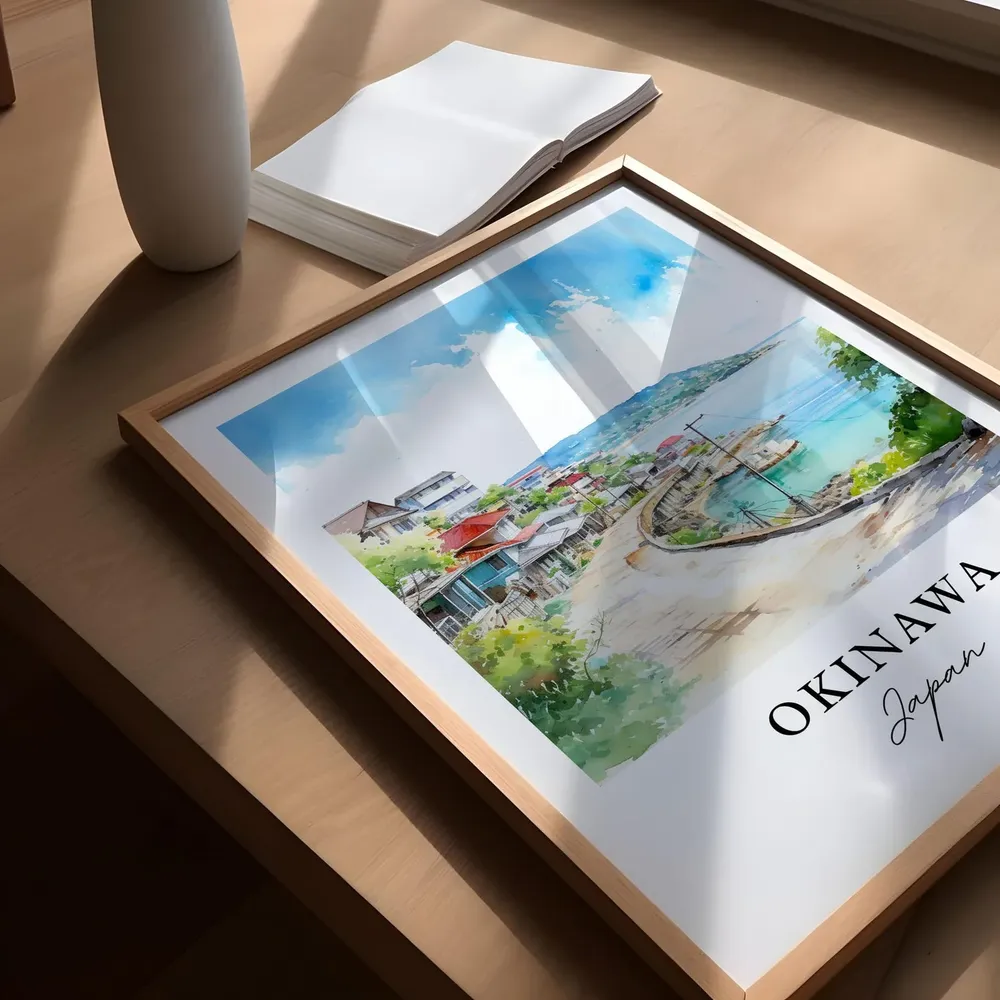 Okinawa Japan Travel Poster, Personalized Text - Image 5
