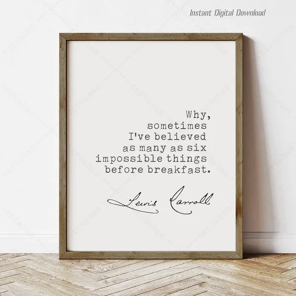 Alice In Wonderland Quote Art Print, Reading Nook Decor