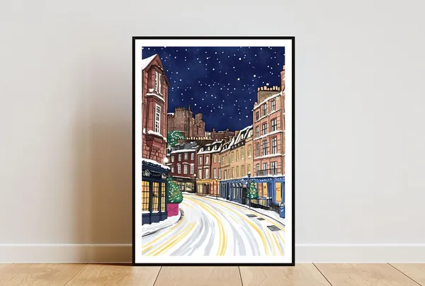 Edinburgh Castle Christmas Travel Poster