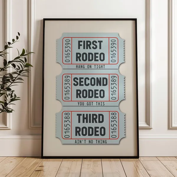 First Rodeo Ticket Stub Western Boho Art Print