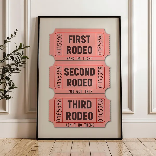 First Rodeo Ticket Stub, Western Boho Art Print