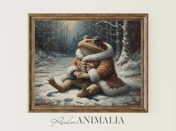 Winter Toad Whimsical Fantasy Animal Art Print