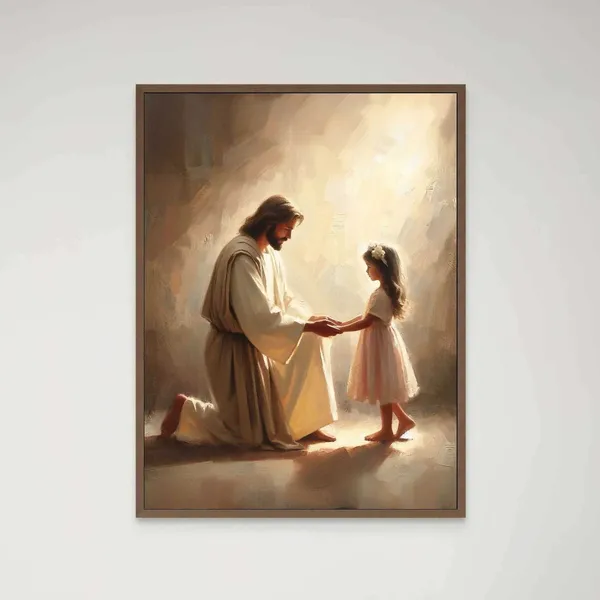 Gentle Saviour Jesus With Girl Christian Art Print