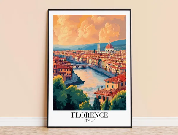 Florence Travel Poster, Italy Wall Art Print