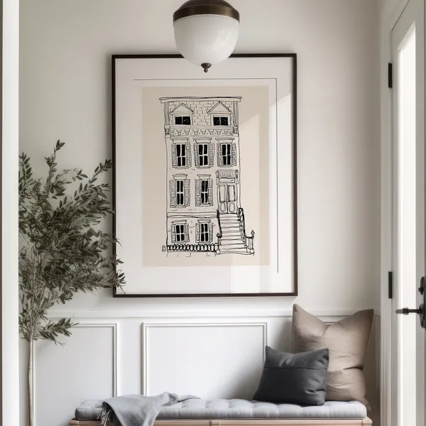 Brownstone New York Minimalist Wall Art Print