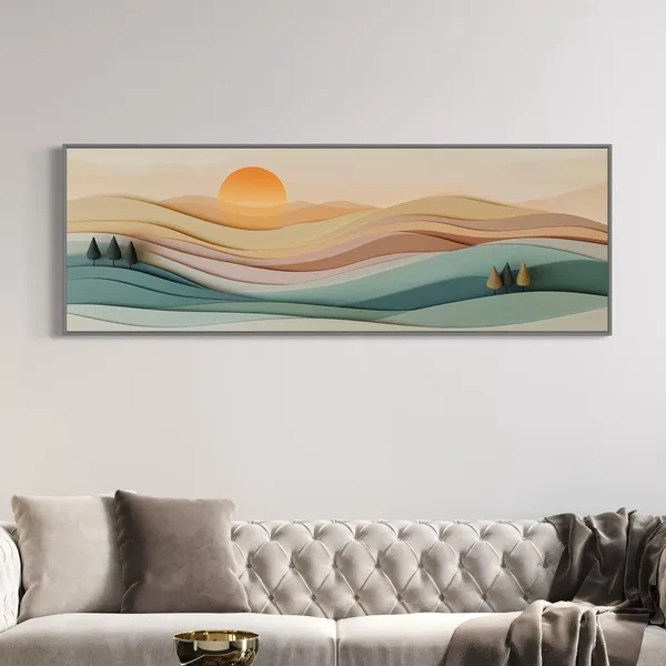 Abstract Sunrise Landscape, Boho Wall Art Print