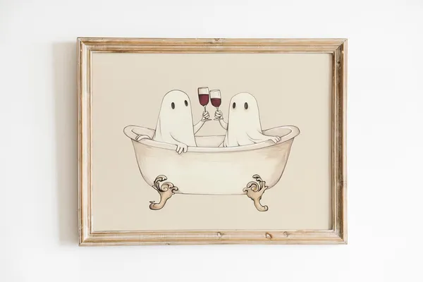 Ghost Bathtub Print, Funny Halloween Bathroom Decor