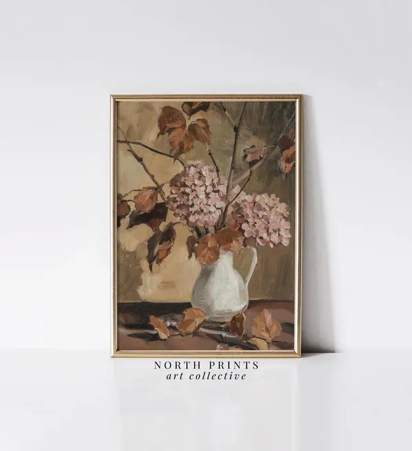 Autumn Hydrangea Cozy Farmhouse Art Print