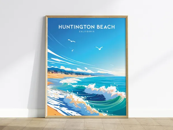 Huntington Beach Surf City USA Travel Poster