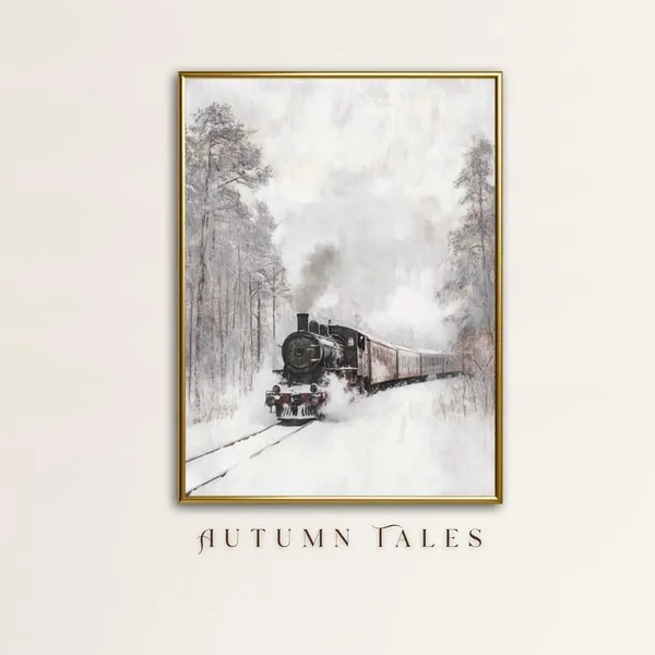 Orient Express Train In A Snow-Covered Forest, Art Print