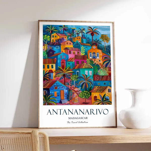 Antananarivo Travel Poster, Madagascar Cultural Art