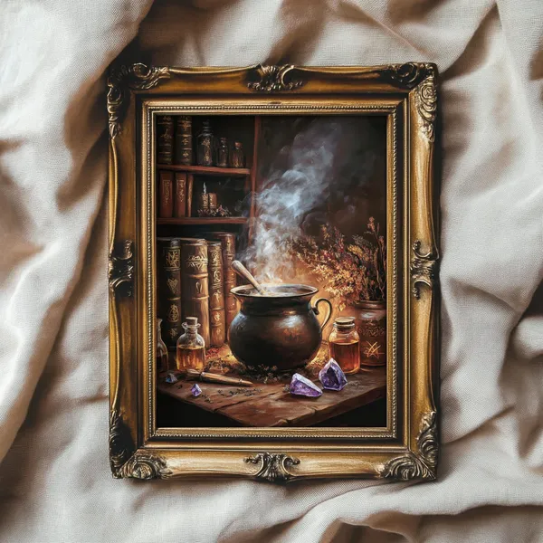 The Witchs Lair, Vintage Style Halloween Art Print