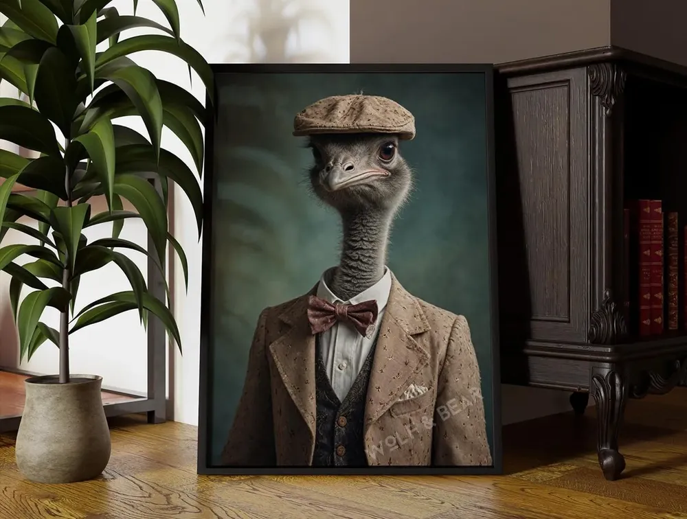 Mr Ostrich Altered Animal Portrait Art Print