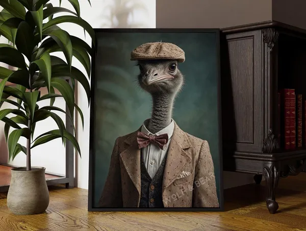Mr Ostrich Altered Animal Portrait Art Print