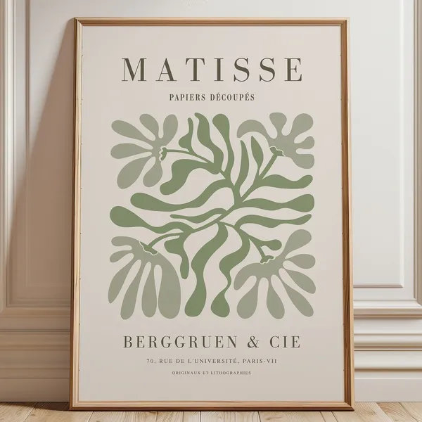 Sage Green Matisse Cutouts Wall Art, Mid-Century
