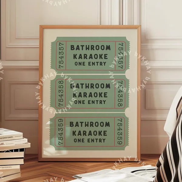 Bathroom Karaoke Ticket Retro Aesthetic Art Print