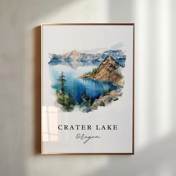 Crater Lake Personalized Travel Poster, Oregon Wall Art