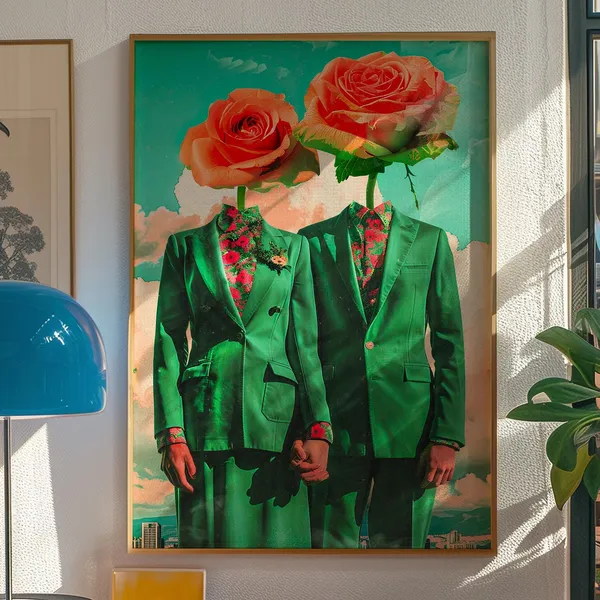 Romantic Rose Couple Kitsch Bedroom Art Print
