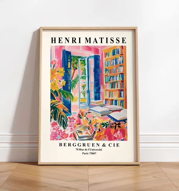 Henri Matisse Library Poster, Mid-Century Art Print