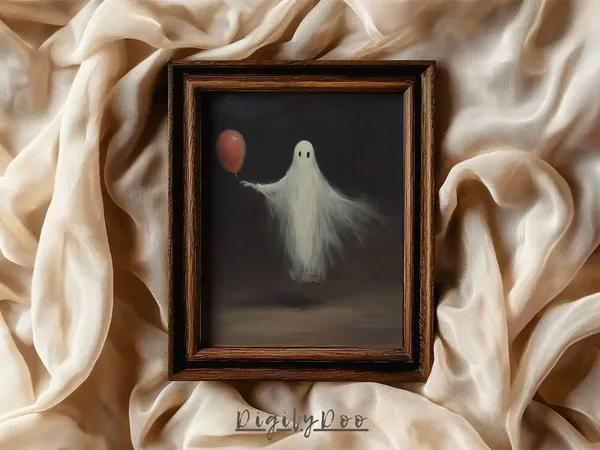 Ghost Painting Wall Art, Vintage Halloween Poster