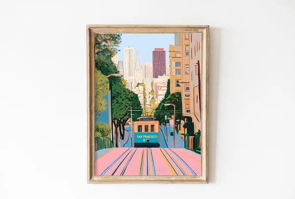 Retro San Francisco Vintage Travel Poster, Dorm Decor