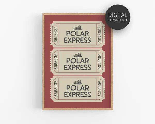 Retro Christmas Polar Express Ticket Travel Poster